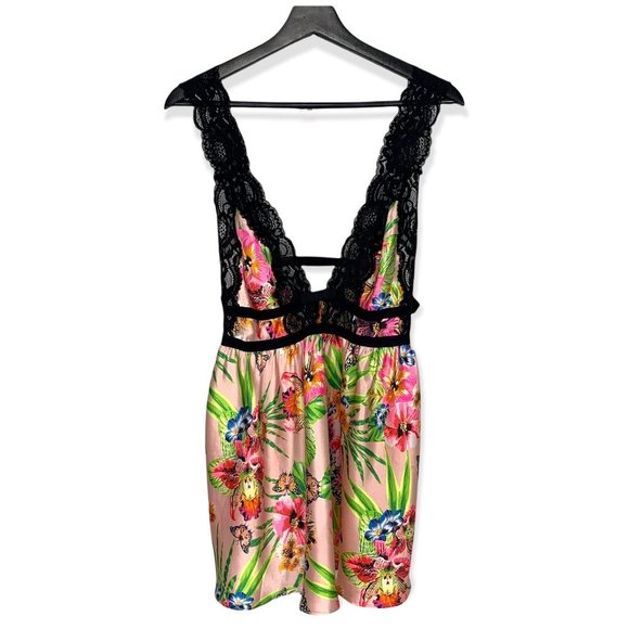 Victoria's Secret Other - Victoria's Secret Satin Lace Floral Negligee Large